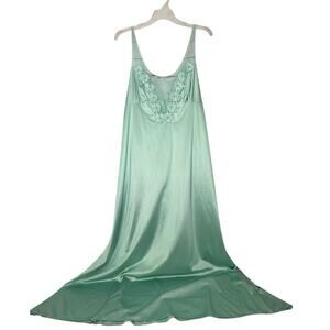 Vintage Vanity Fair Nightgown Mint Green Negligee Sexy Gown Floral size 38